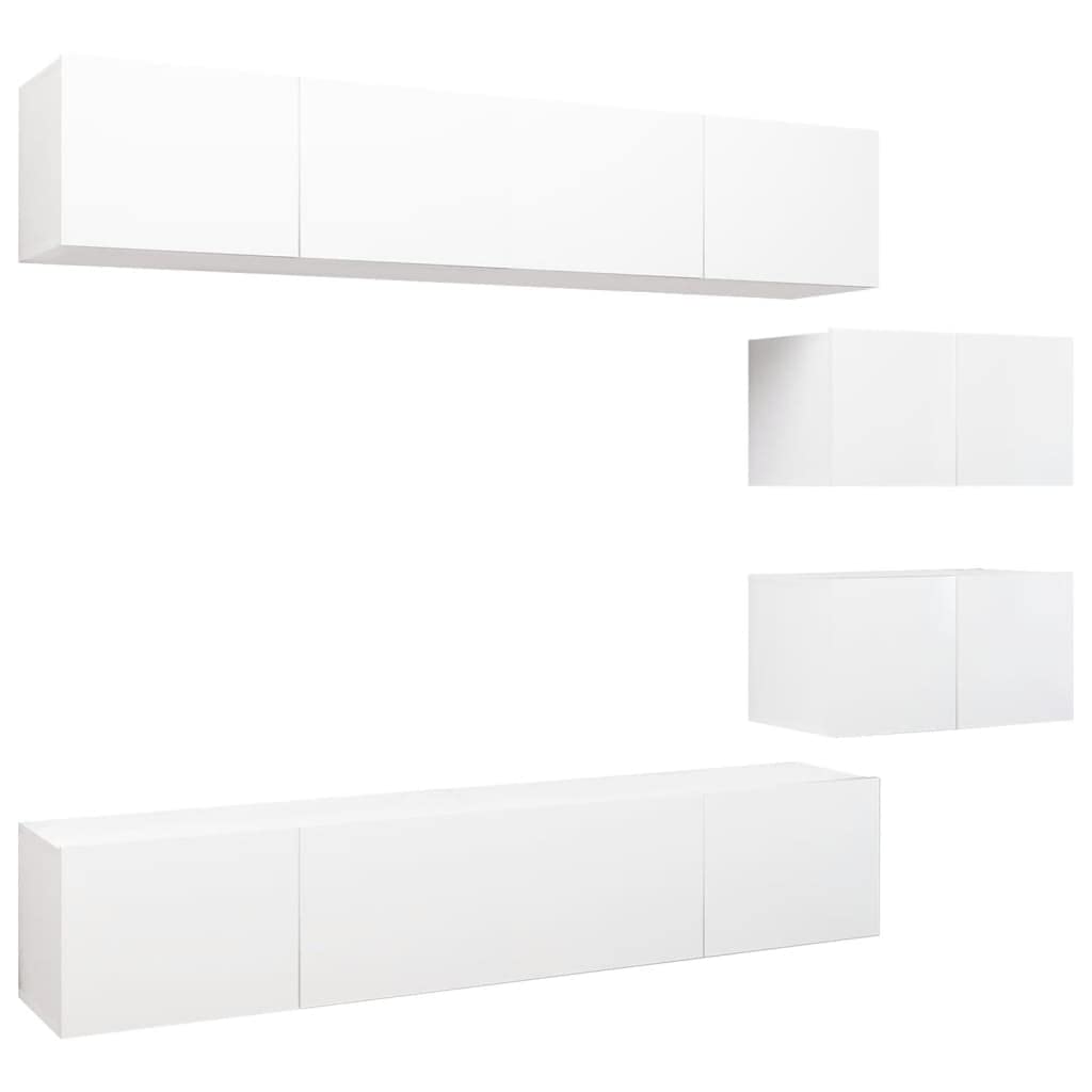 vidaXL Möbel TV-Schrank-Set 6-tlg weiß Holzwerkstoff hängend
