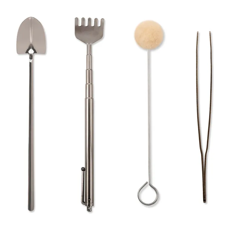 Kikkerland Mini Garden Tools Terrarium Set 4-tlg Edelstahl