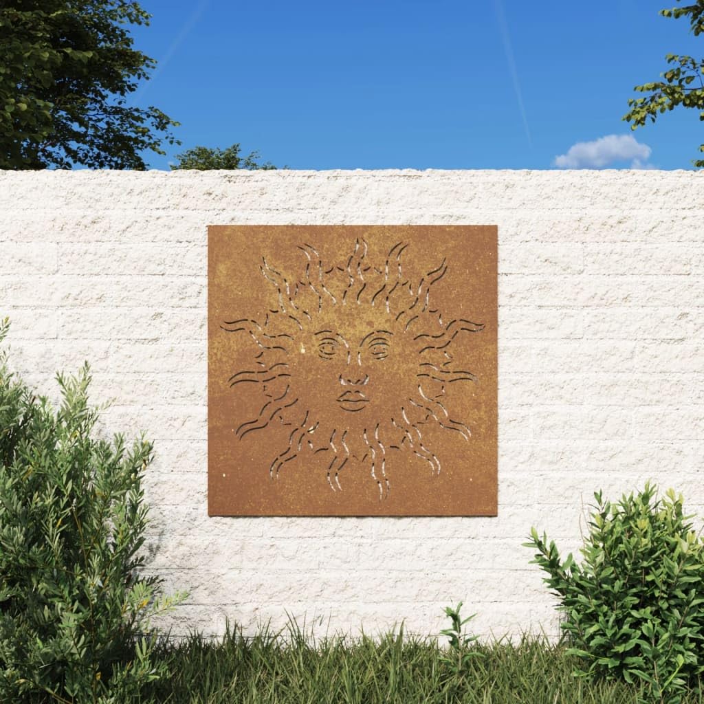 vidaXL Garten-Wanddeko 55x55cm Cortenstahl Sonne-Design Rost