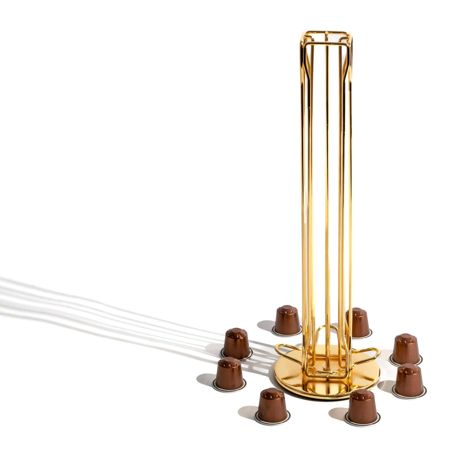 Intirilife Kapselhalter Gold 40 Nespresso Kapseln Eisen drehbar