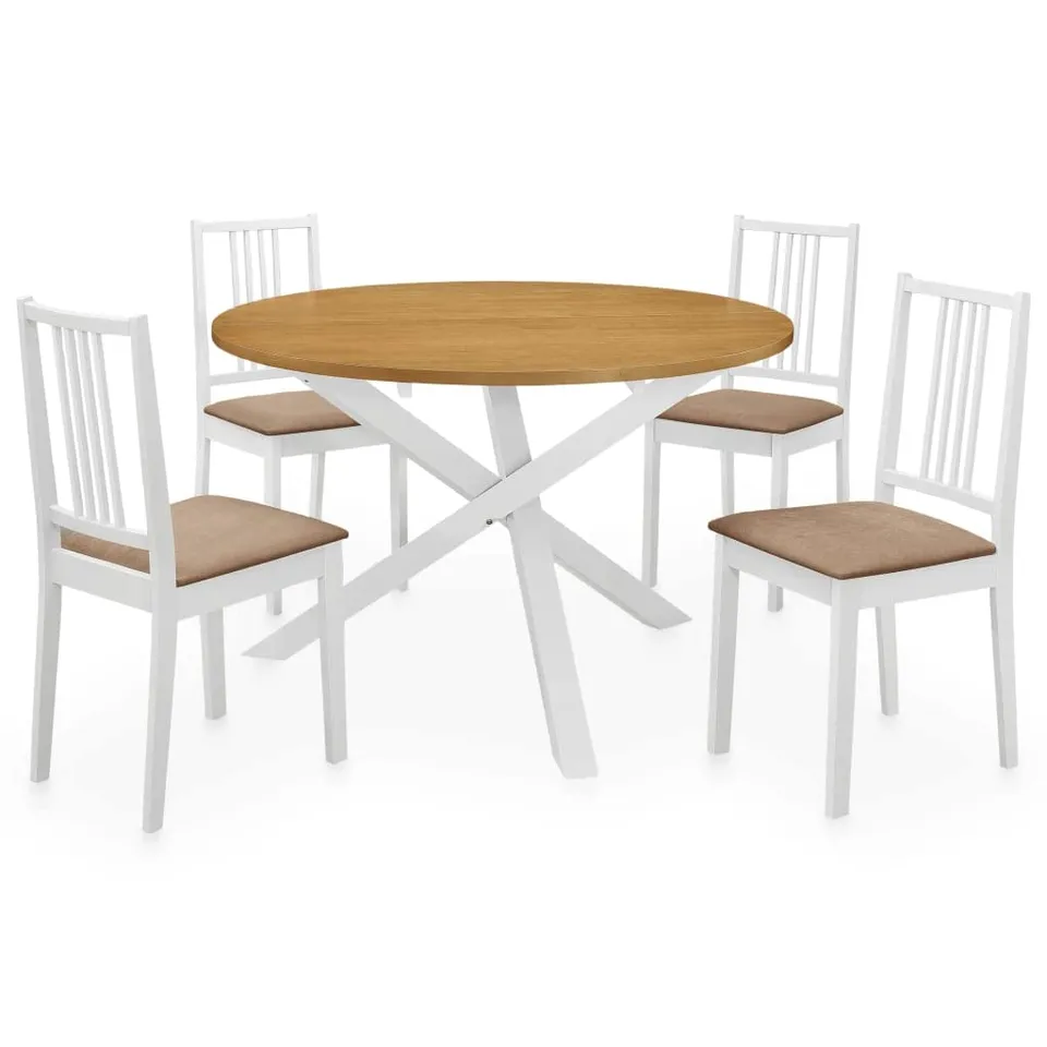 vidaXL Heim Garten Essgruppe 5-tlg. Weiß MDF Gummiholz