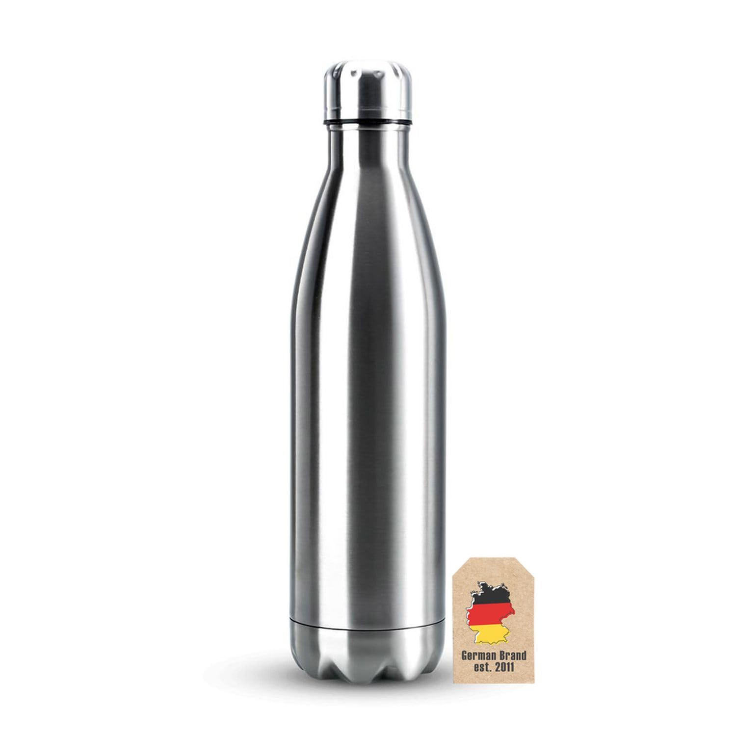 Intirilife Trinkflasche Edelstahl 1 Liter Silber Isolierflasche