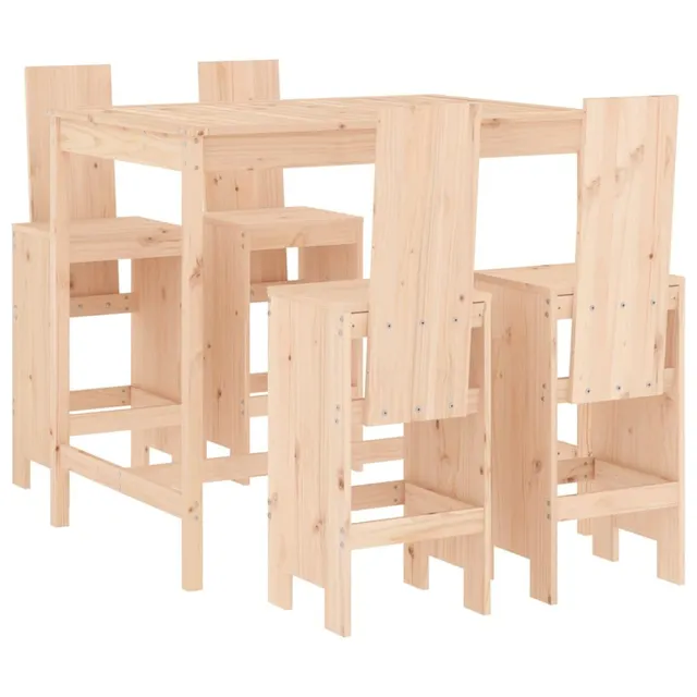 vidaXL 5-TLG. Gartenbar-Set Kiefer Barset Natürliche Kiefer Massivholz