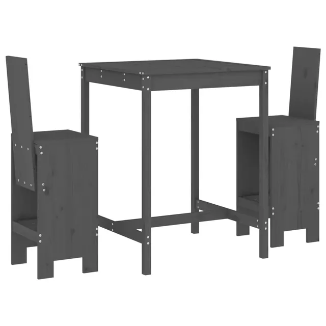 vidaXL Heim & Garten 3-tlg. Gartenbar-Set Holz Grau 110 kg