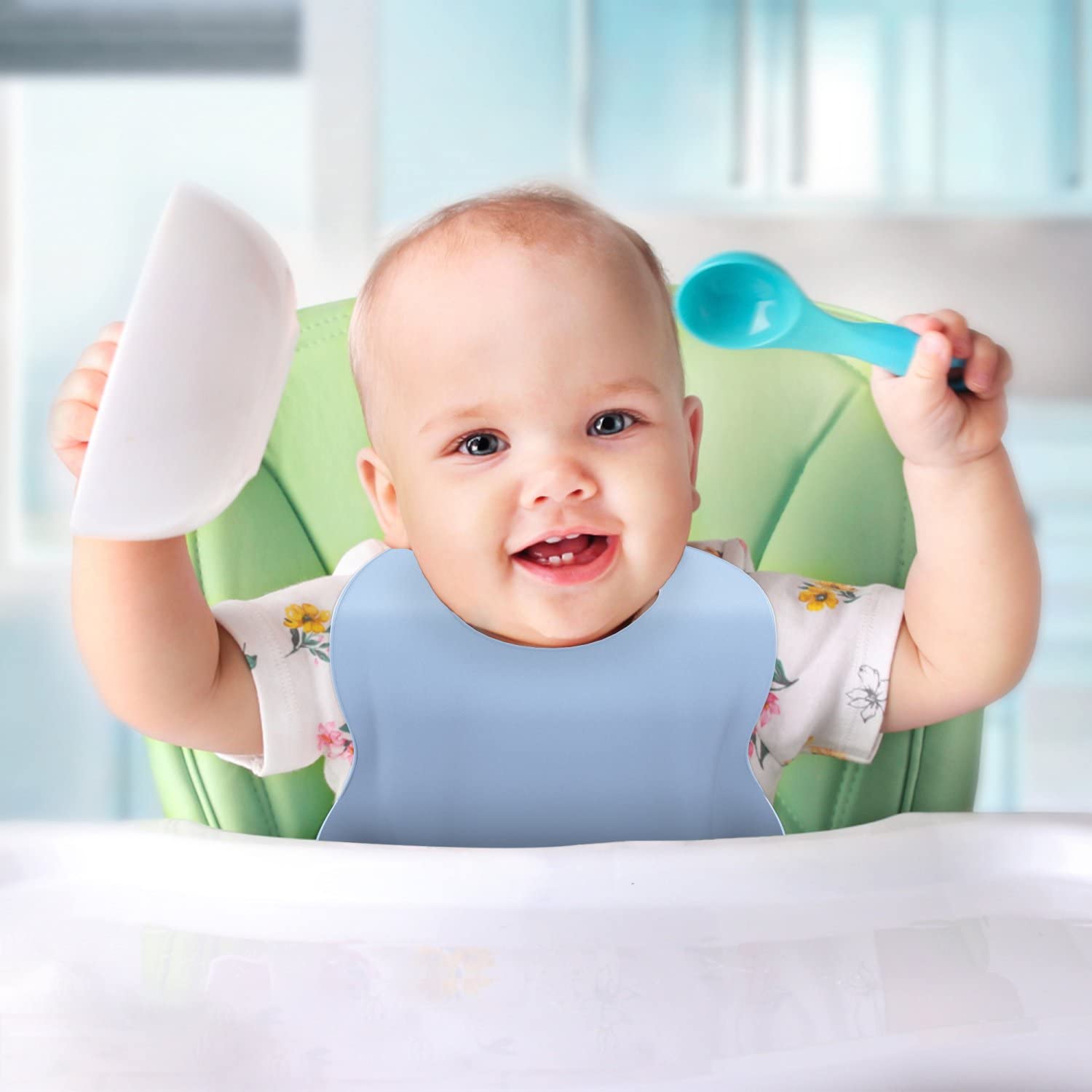 Intirilife Baby Lätzchen Blau Kinder Esslätzchen