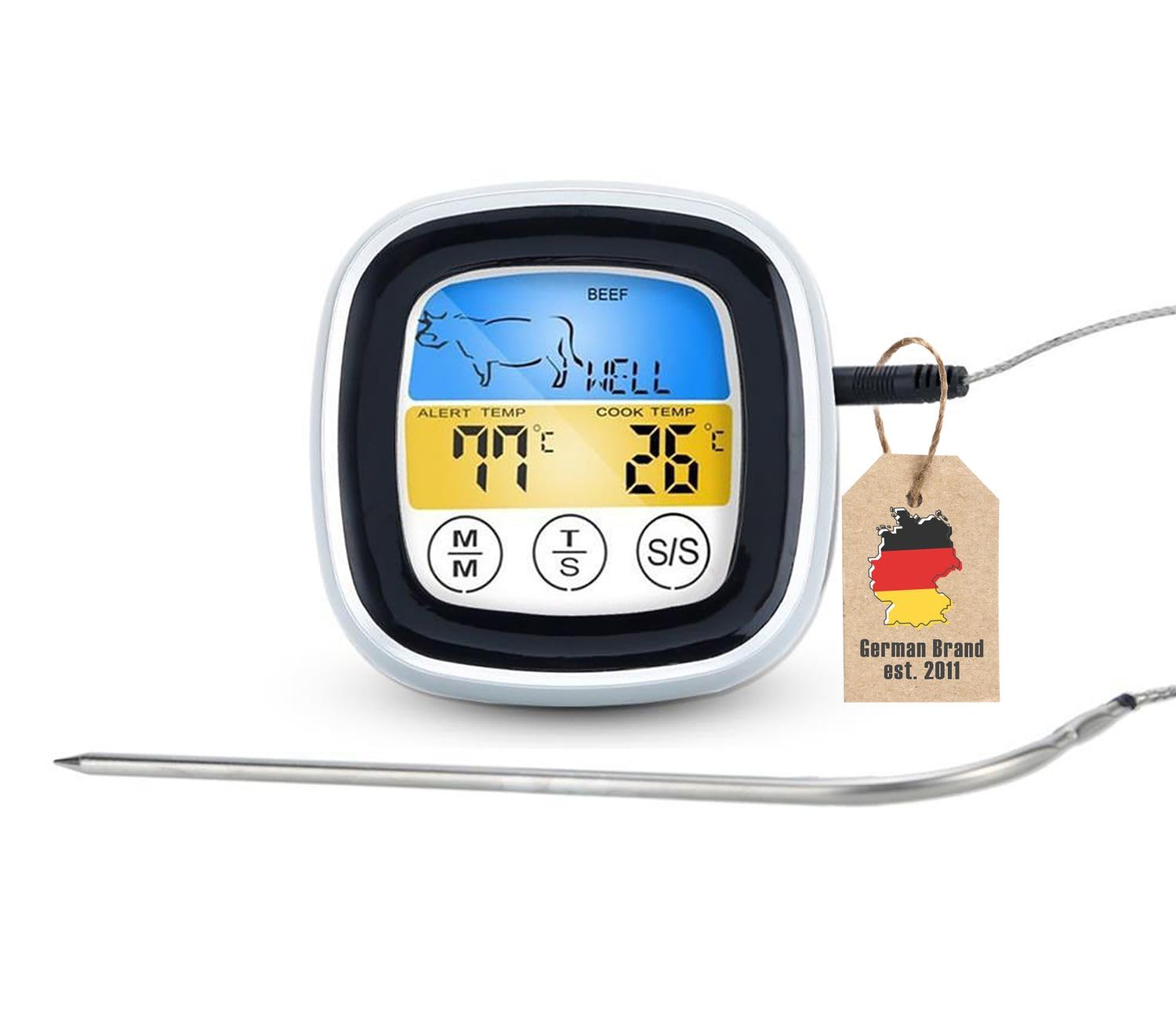 Intirilife Küche Grillthermometer digital Weiß 7x7 cm Timer