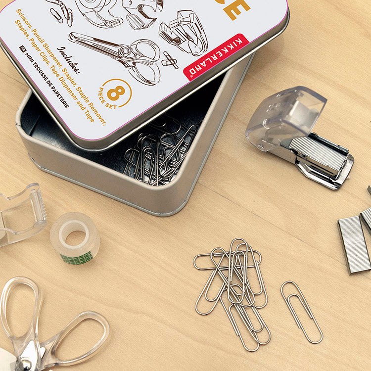 Kikkerland Anywhere Office Kit Mini Büroset 8-teilig Dose
