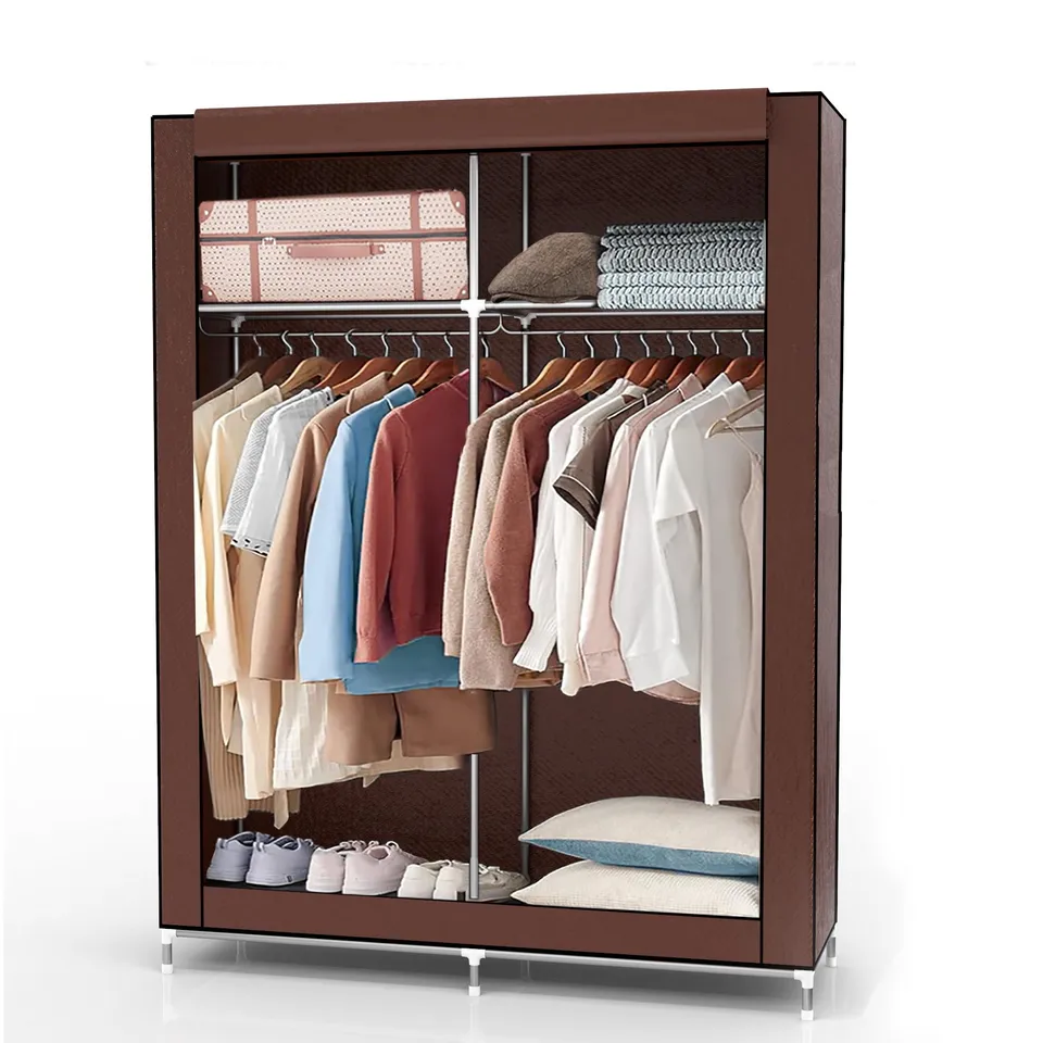 Intirilife Faltschrank 108x45x170 cm Stoffschrank Braun