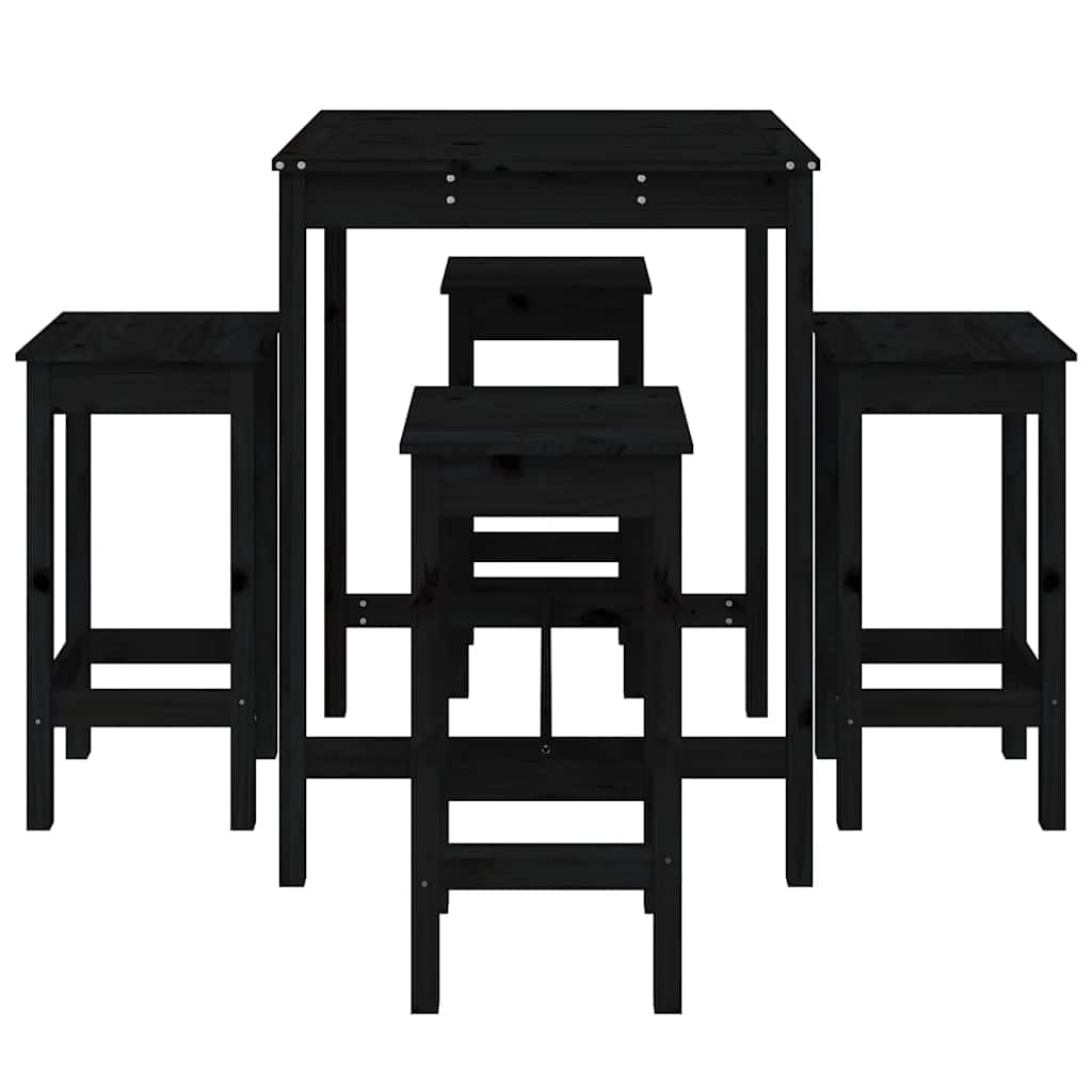 vidaXL 5-tlg. Gartenbar-Set Bartisch schwarz ohne Lehne