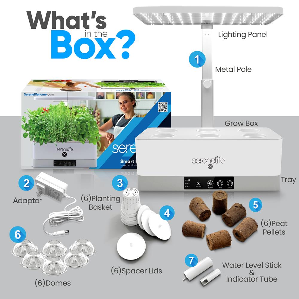 Serenelife Indoor Garden Kräutergarten LED weiß 6 Pflanzen