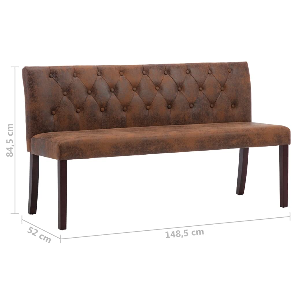 vidaXL Möbel Sitzbank 148,5 cm Polsterbank Braun Wildleder-Optik