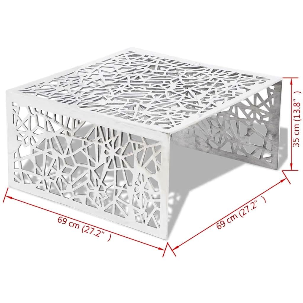 vidaXL Möbel Couchtisch Aluminium silbern 69x69x35 cm Lochmuster