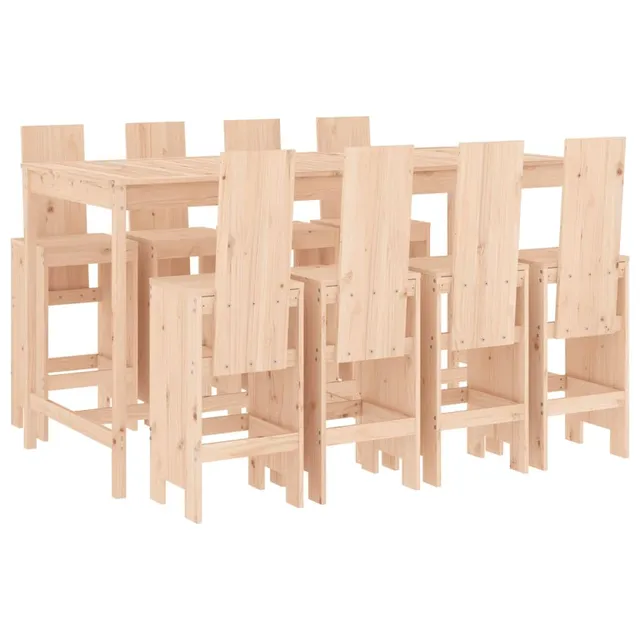 vidaXL 9-TLG. Gartenbar-Set Kiefer Barset Natürliche Kiefer Massivholz