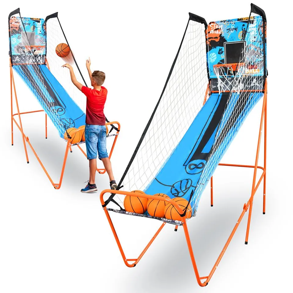 Serenelife Basketballspielautomat LED-Anzeige klappbar Blau