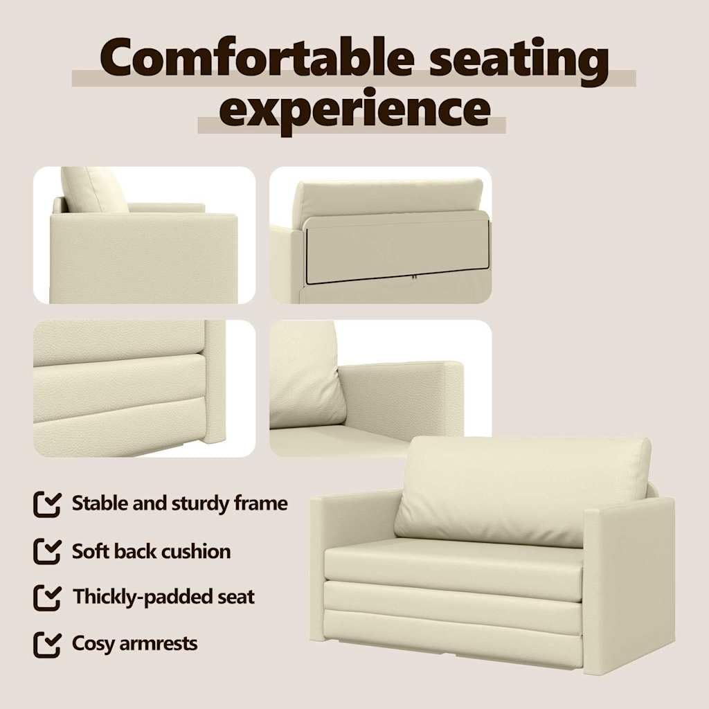 vidaXL Schlafsofa Creme 124x71x78 cm Sofabett Kunstleder