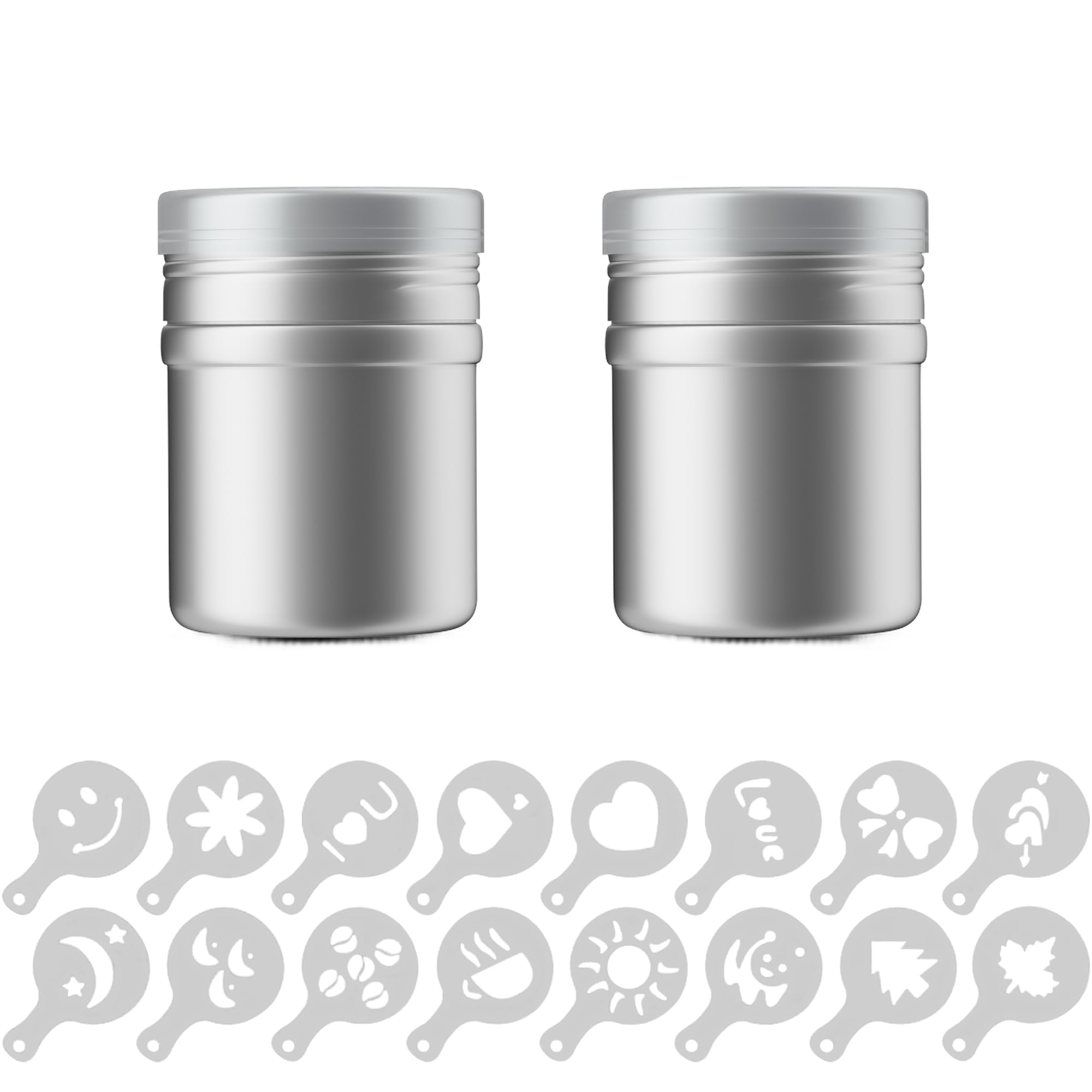 Intirilife Puderstreuer Set 18-teilig Edelstahl mit Schablonen