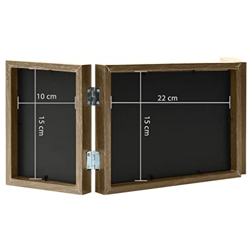 vidaXL Bilderrahmen Triptychon hellbraun 22x15 cm