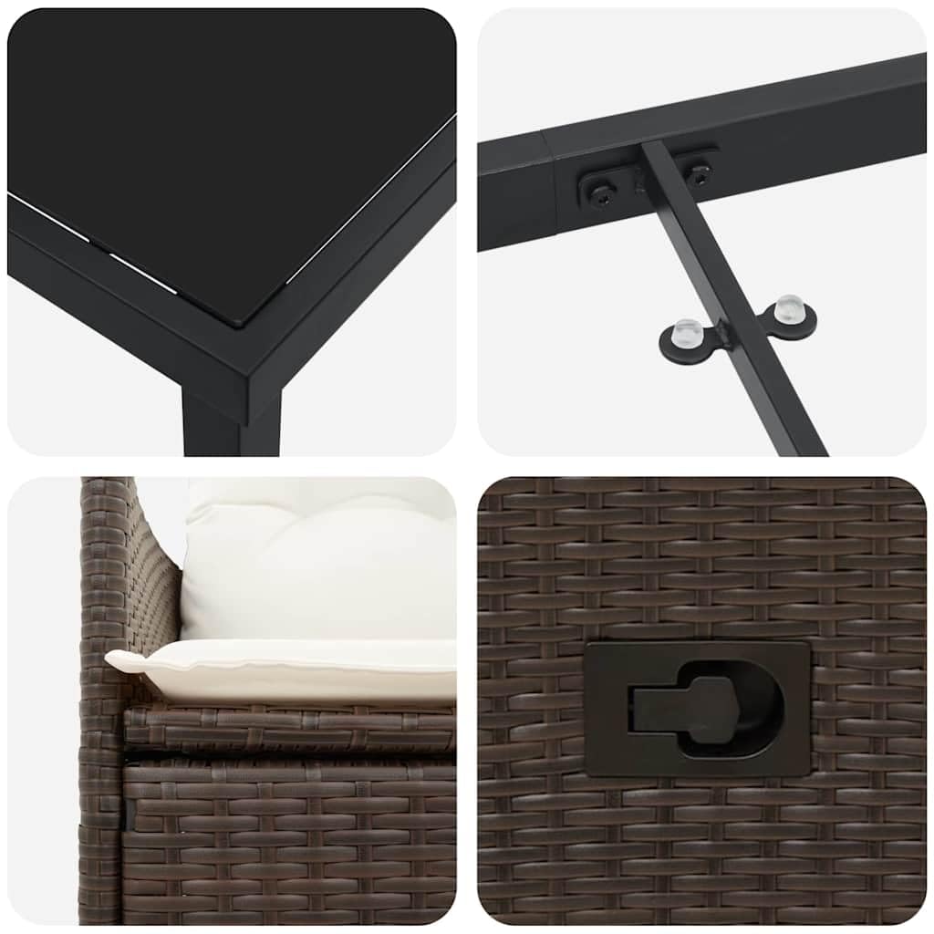 vidaXL Garten Essgruppe 7-tlg Poly-Rattan Braun UV-beständig