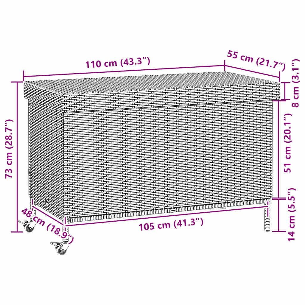 vidaXL Heim & Garten Gartentruhe Grau 110x55x73 cm Poly Rattan