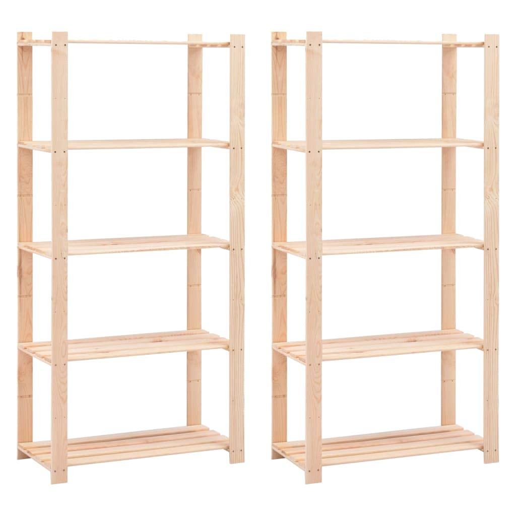 vidaXL Lagerregal Kiefer Massiv 80x38x170 2 Stück 5 Böden