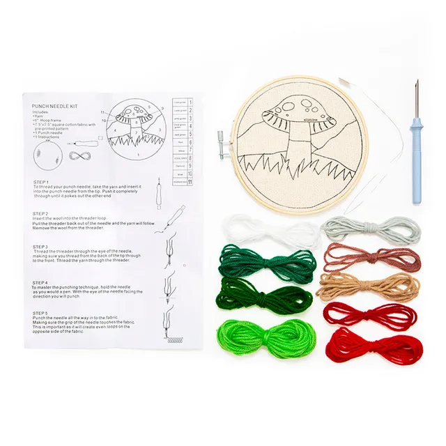 Kikkerland Crafters Mushroom Punch Needle Kit Anfänger