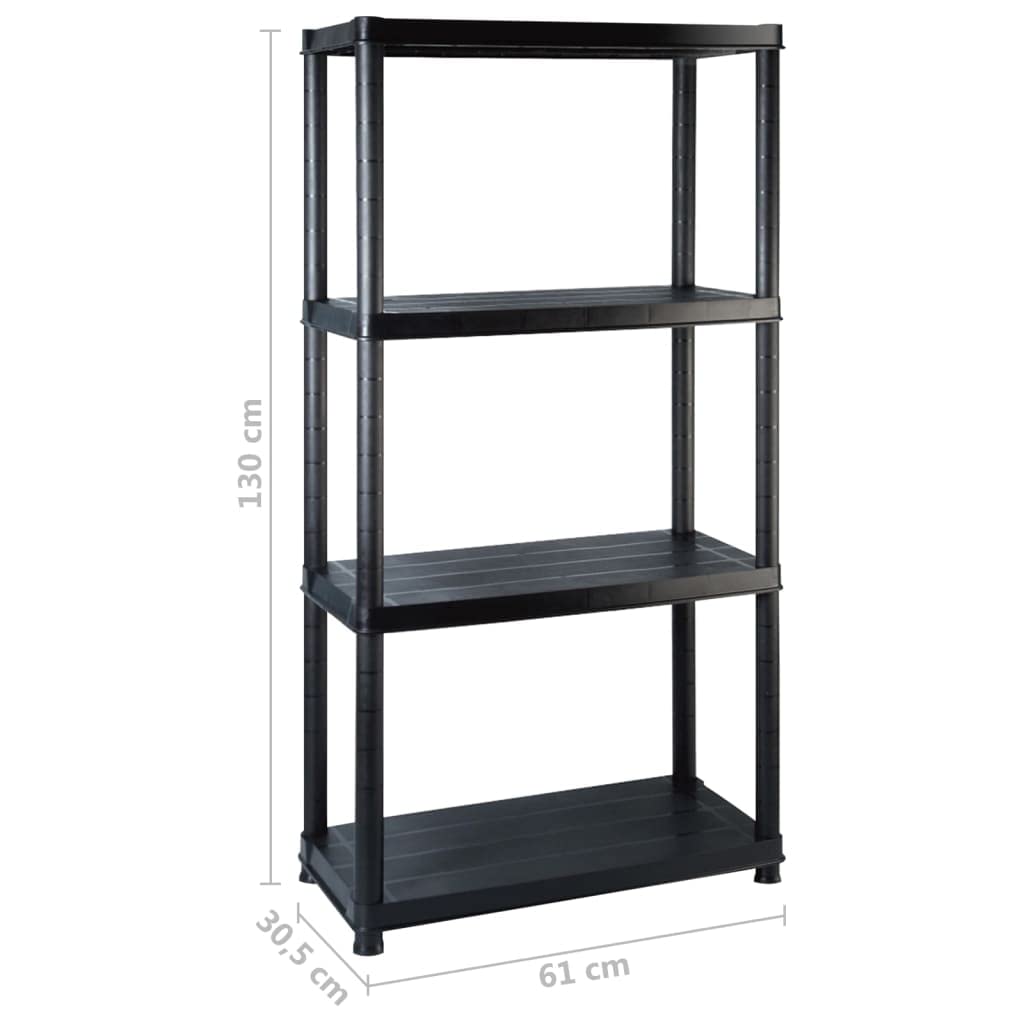 vidaXL Lagerregal Kunststoff 122x30,5x130 cm schwarz 4 Böden