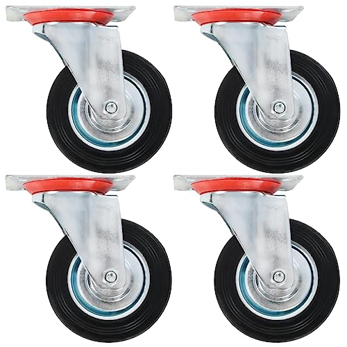 vidaXL Lenkrollen 100 mm Möbelrollen 4 Stk. Gummi Eisen