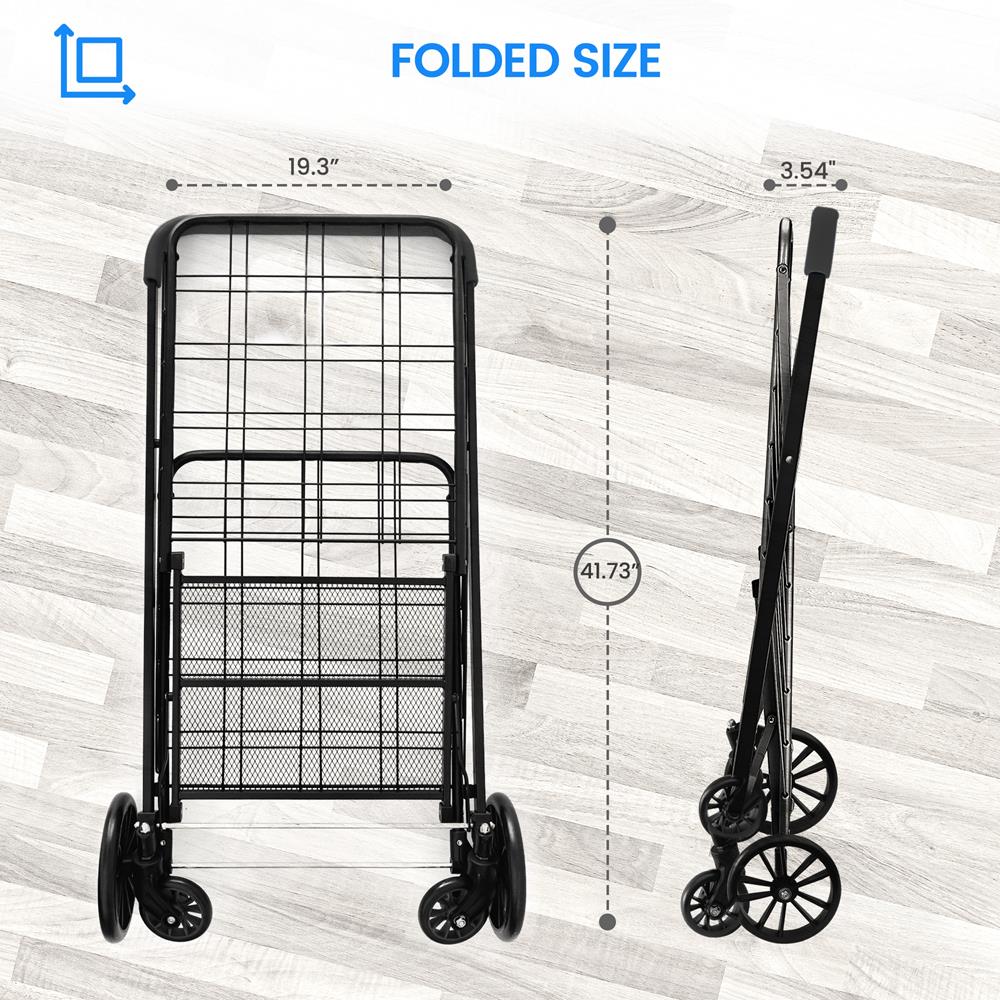 Serenelife Einkaufswagen klappbar schwarz 50 kg Trolley