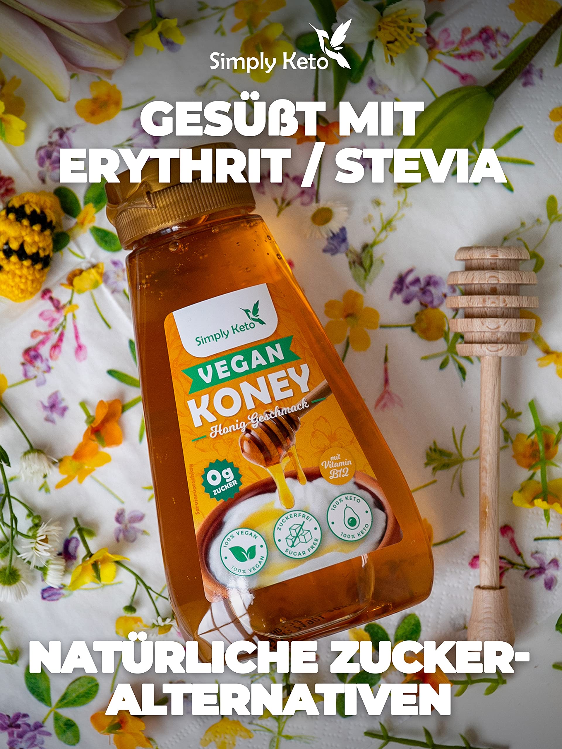 Simply Keto Koney Veganer Honig Sirup Erythrit ohne Zucker