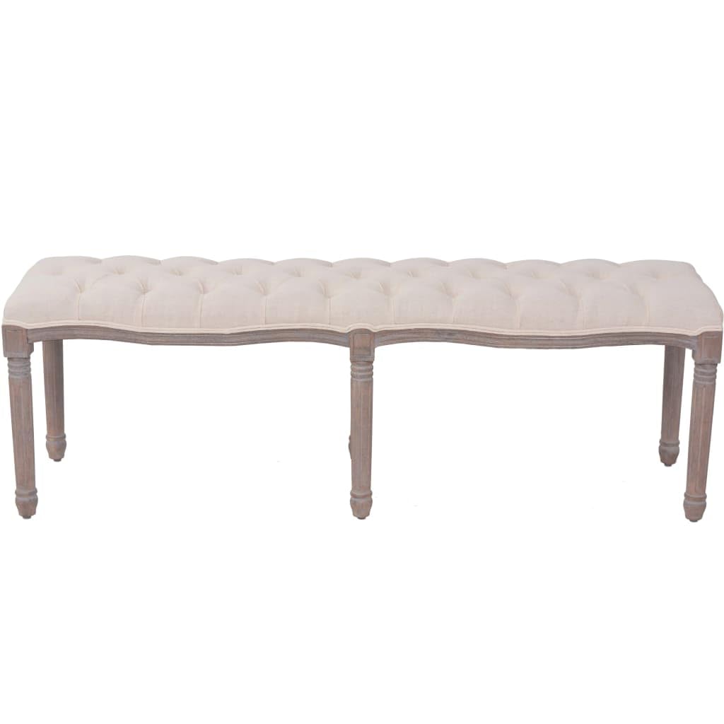 vidaXL Bank Sitzbank 150x40x48 cm Cremeweiß Leinen Holz
