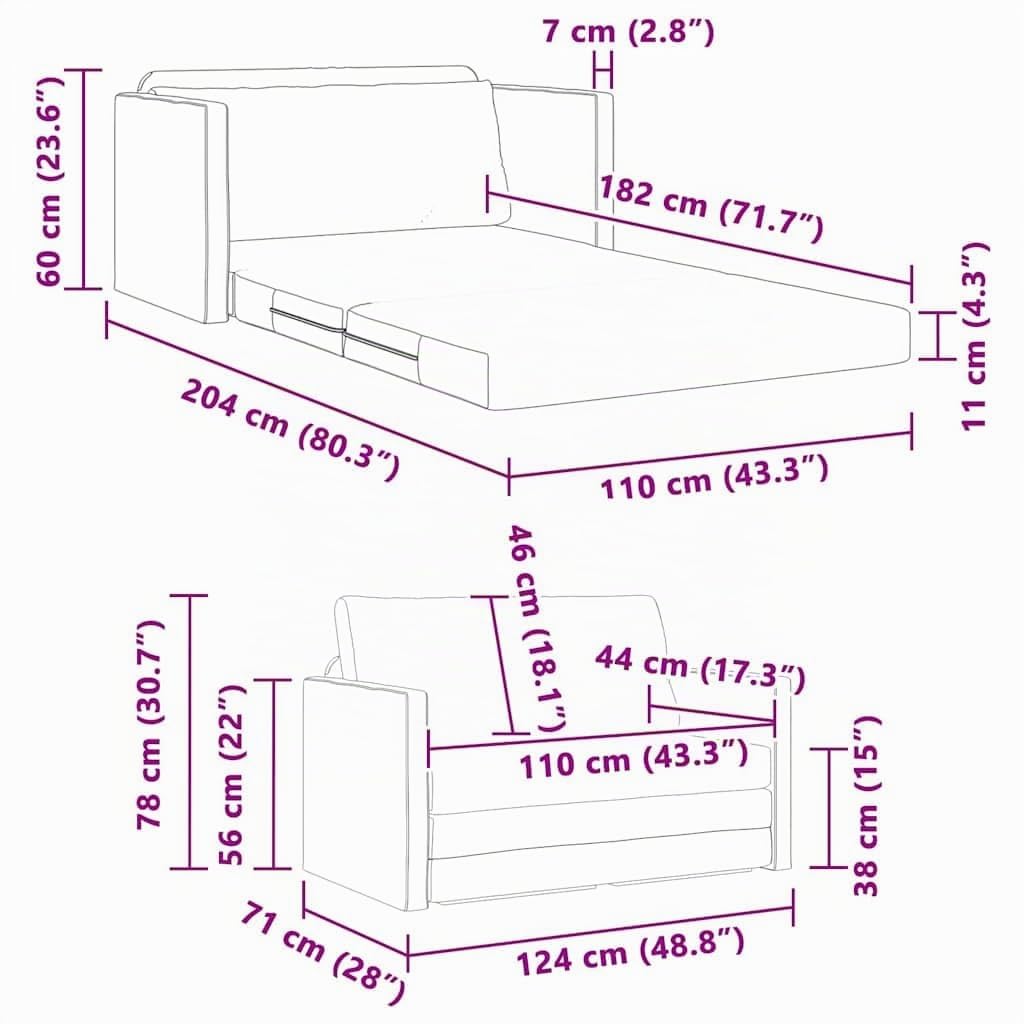 vidaXL Schlafsofa 124x71x78 cm Hellgrau Stoff Gästebett