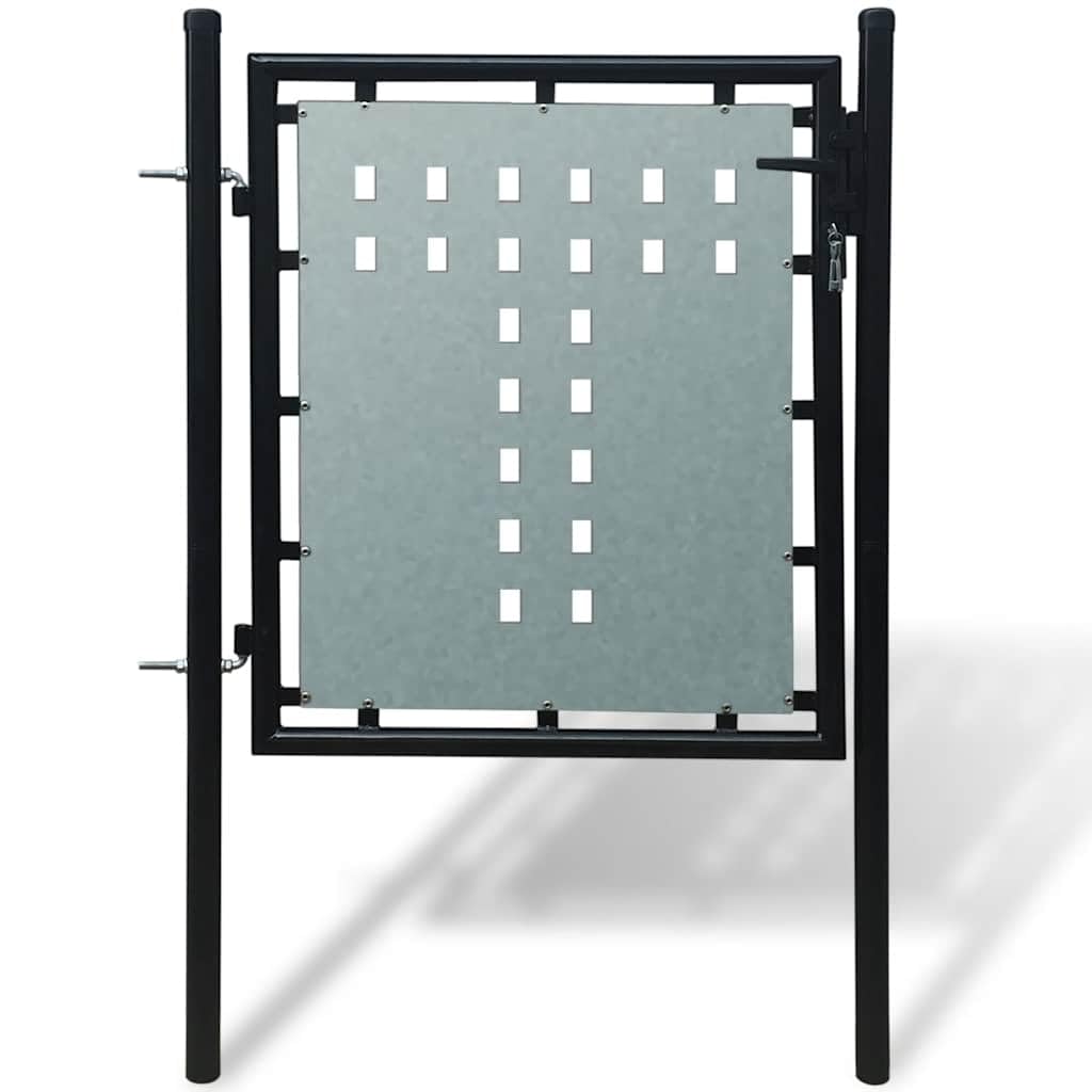 vidaXL Heim & Garten Einzeltor Stahl Schwarz 100x75 cm Schloss