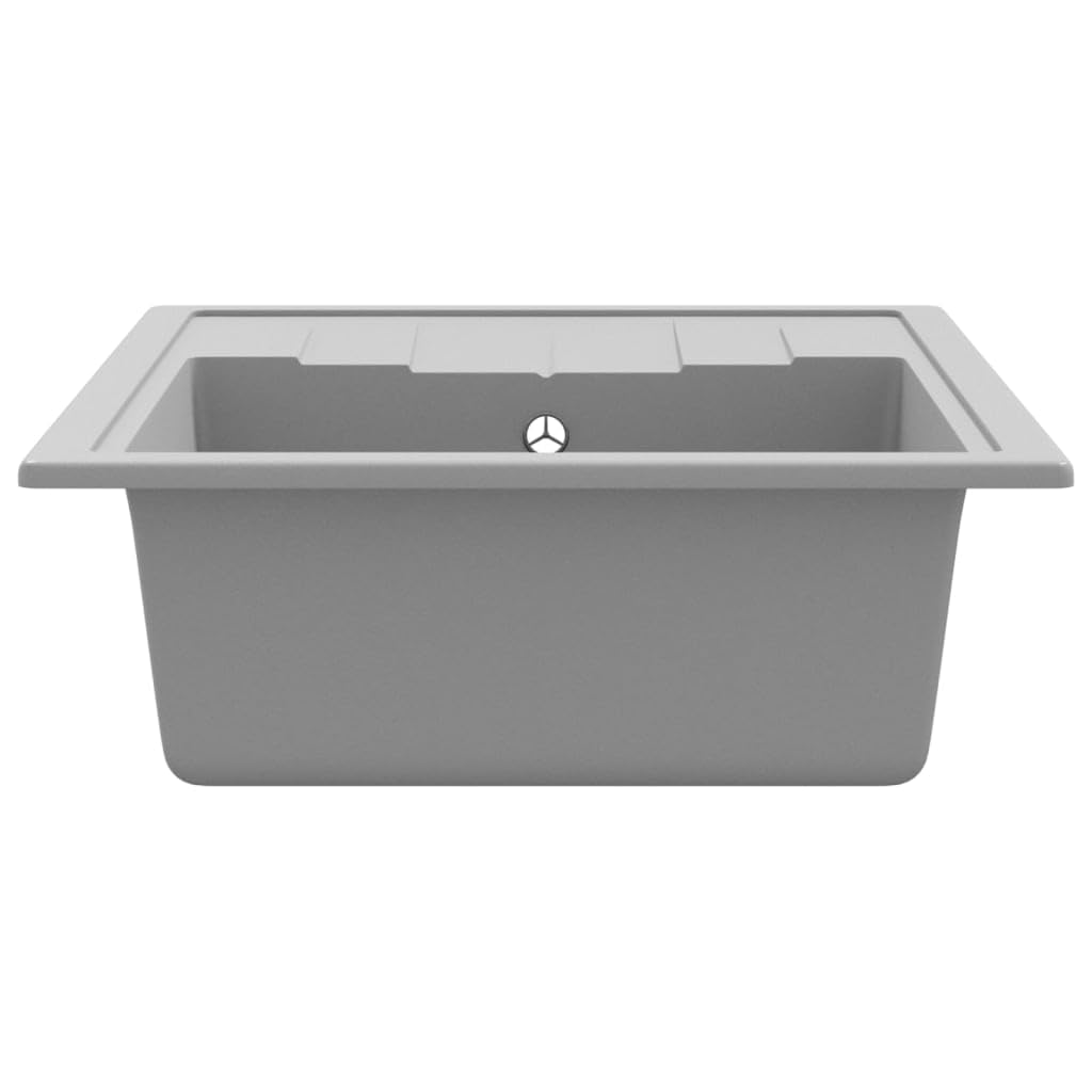vidaXL Küchenspüle Granit Grau Oval 580x440 Spülbecken
