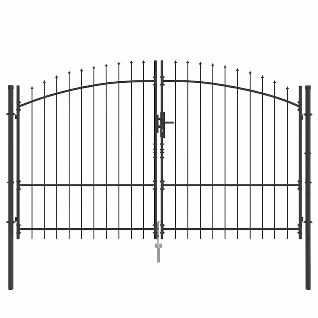 vidaXL Heim & Garten Doppelflügeltor Stahl 300x150 cm Schwarz