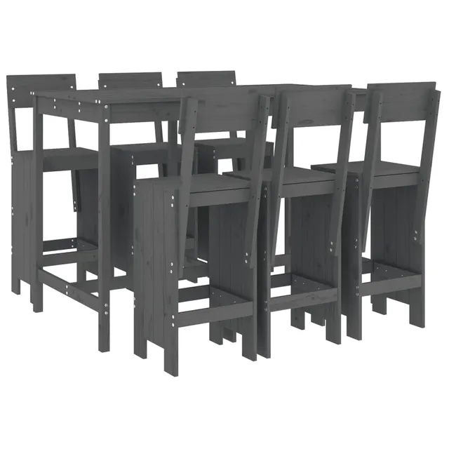 vidaXL Heim & Garten 7-tlg. Gartenbar-Set Holz Graue Kiefer