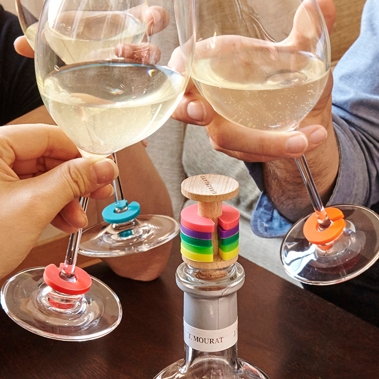 Kikkerland Kitchen Rainbow Wine Rings Glasmarkierer 9-tlg