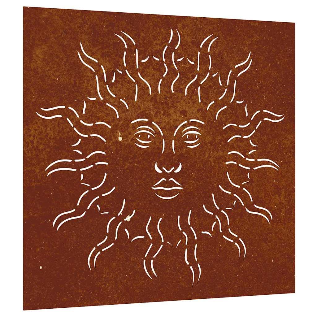 vidaXL Garten-Wanddeko 55x55cm Cortenstahl Sonne-Design Rost