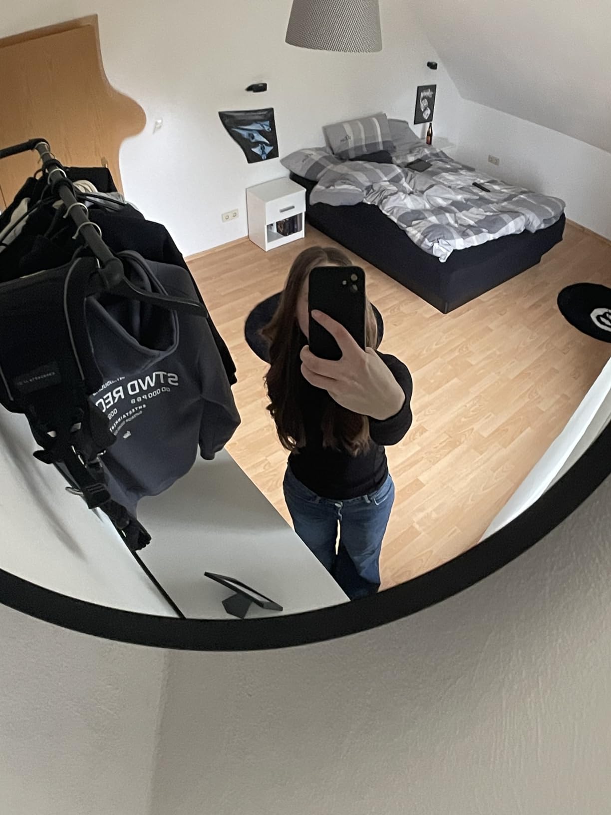 vidaXL Verkehrsspiegel 30 cm Indoor Konvex Acryl Schwarz