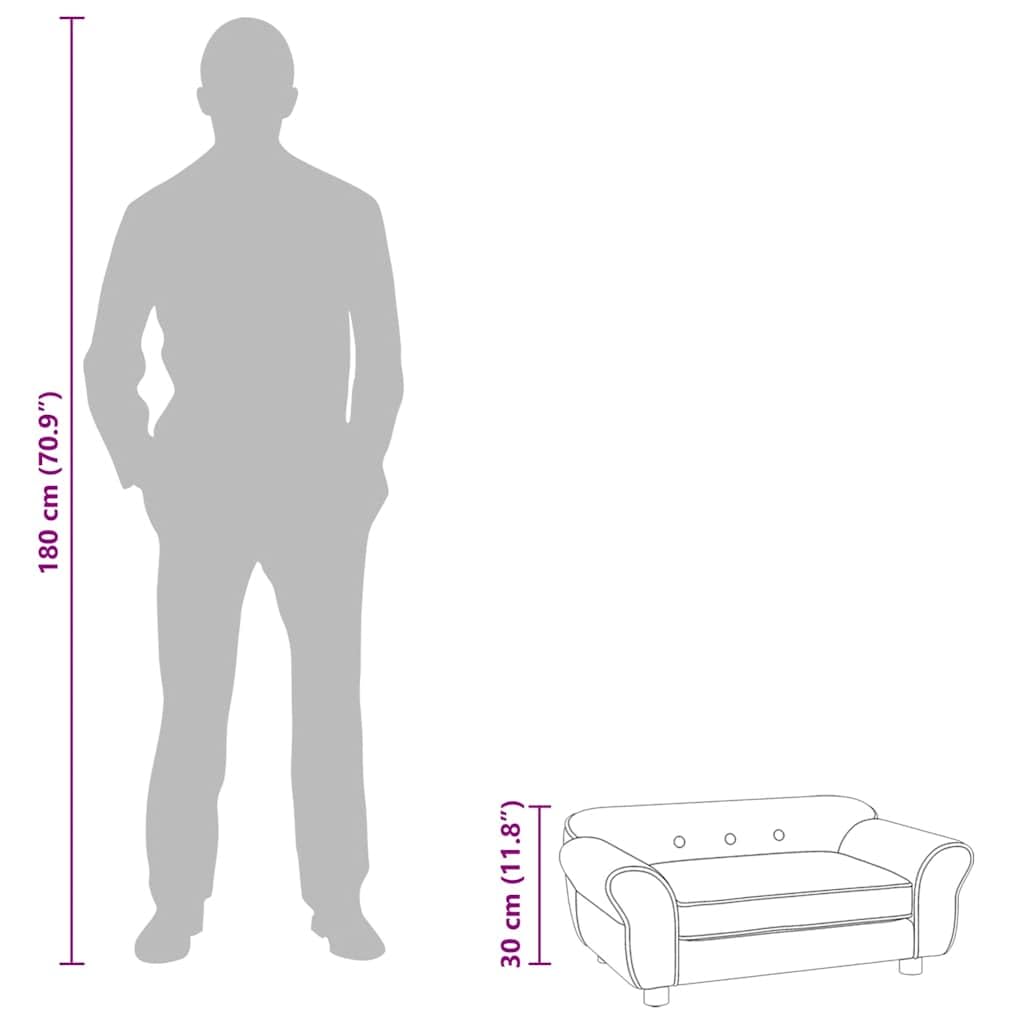vidaXL Hundesofa Grau Plüsch 72x45x30cm Haustiersofa