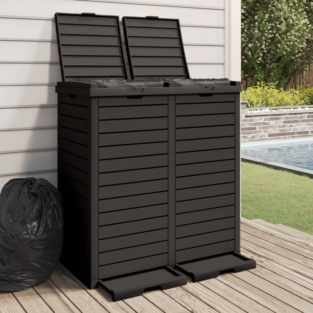 vidaXL Mülltonne Outdoor 230 L Polypropylen schwarz