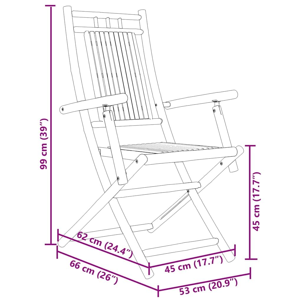 vidaXL Bistro-Set Bambus 3-tlg. klappbar 3278525 natur