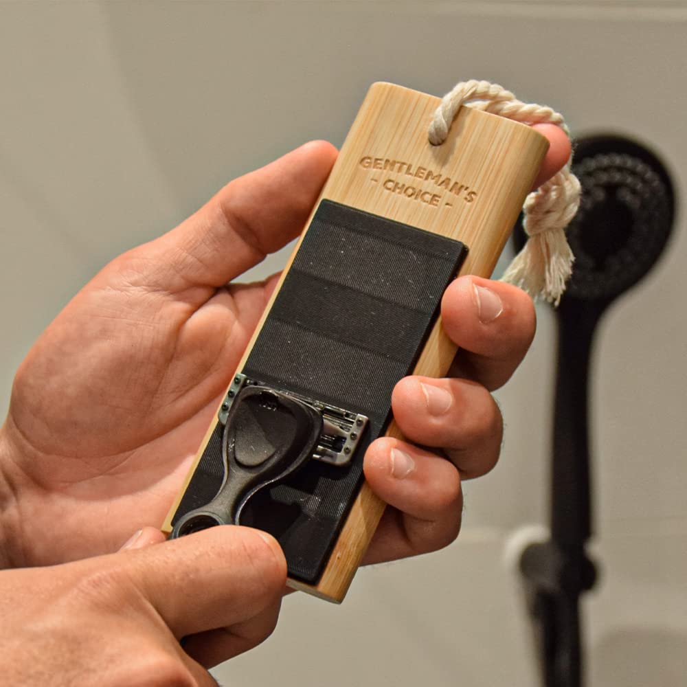 MikaMax Rasiermesserschärfer Bambus Holzdesign Rasierer Pad