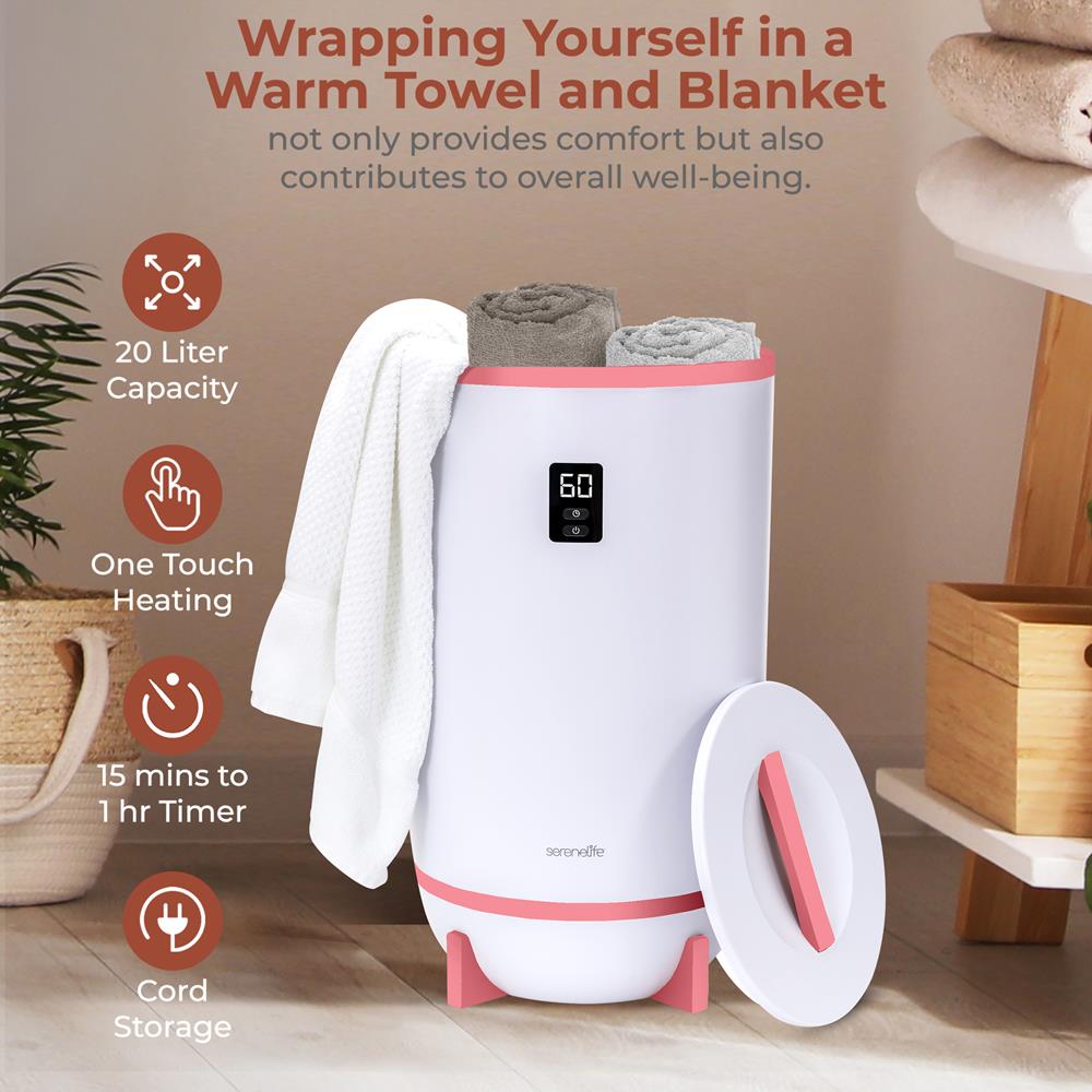 Serenelife Handtuchwärmer Pink Tuchwärmer 20L mit Timer