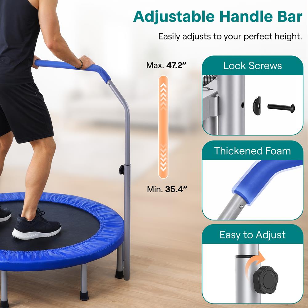 Serenelife Fitness Trampolin 40 Zoll Klappbar Dunkelblau