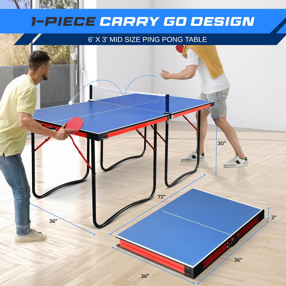 Serenelife Game Tables Tischtennisplatte 6x3 Blau klappbar