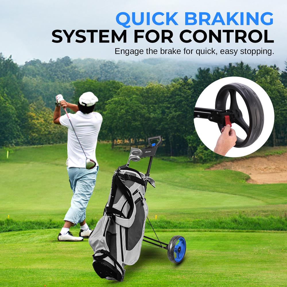 Serenelife Golf Trolley 2-Rad Alu Push Cart klappbar