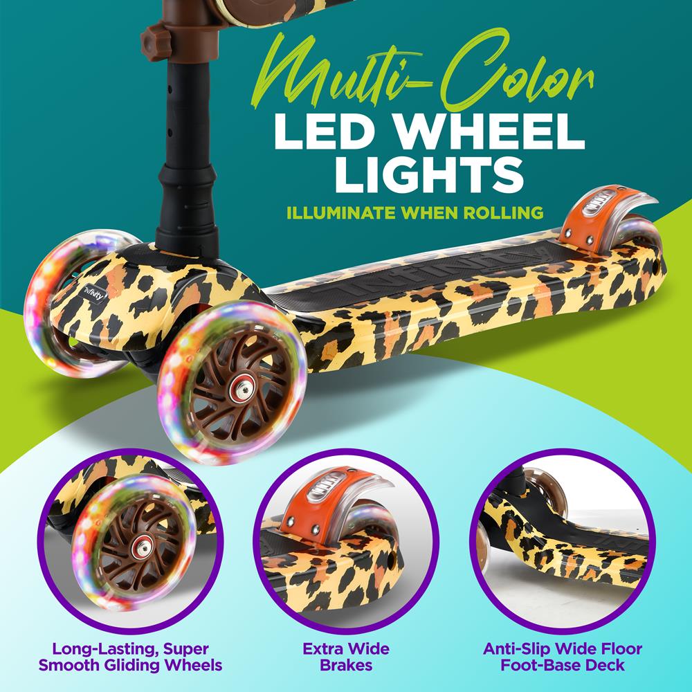 Serenelife Scooters Kinderroller 3 Räder mit Sitz LED