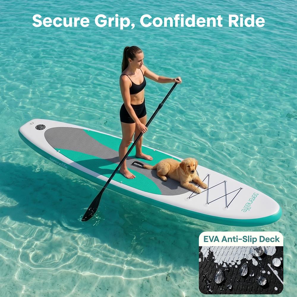 Serenelife SUP Board aufblasbar Schwarz Komplettset