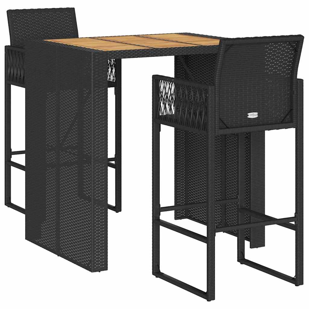 vidaXL Heim & Garten Gartenbar-Set 3-tlg Grau Poly Rattan