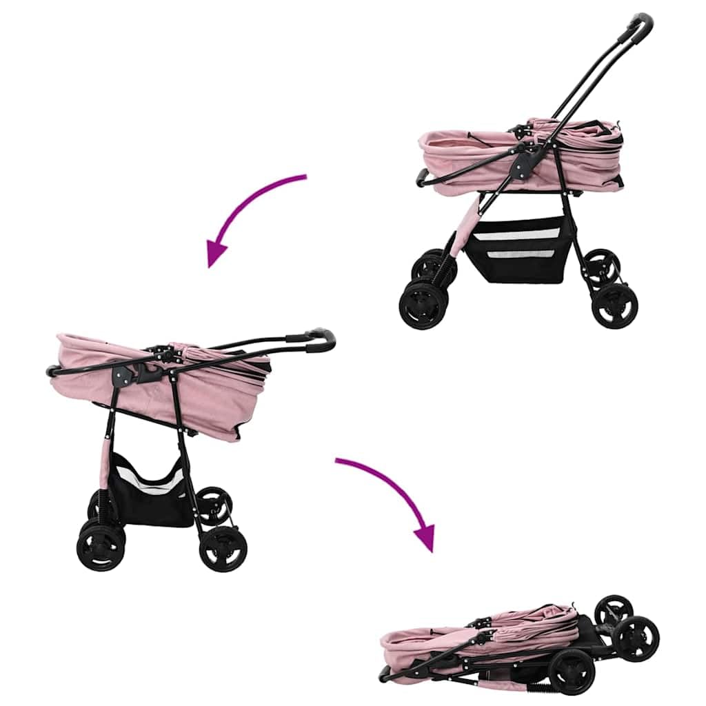 vidaXL Haustierwagen faltbar Rosa Polyester 81x47x99 cm